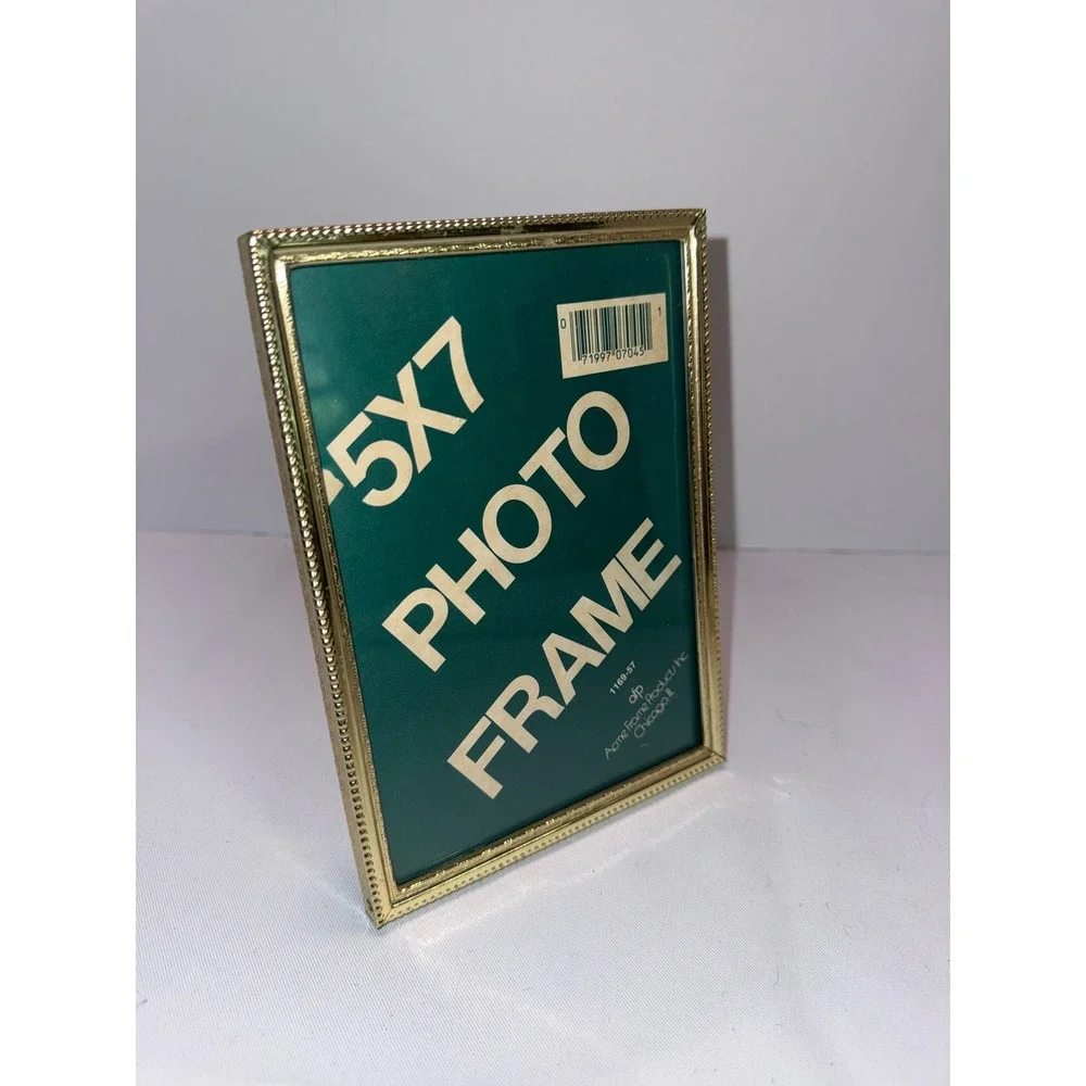 Acme Frame Products 5x7 Gold Tone Beaded Metal Photo Frame Vintage 1169-57
